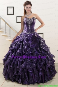 2015 Gorgeous Sweetheart Purple Quinceanera Dresses with Appliques