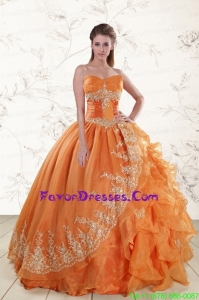 Gorgeous Strapless Appliques 2015 Quinceanera Dresses in Orange