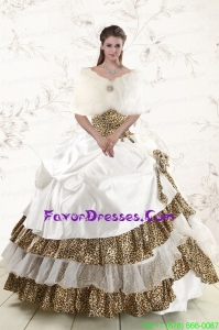 Gorgeous Strapless Leopard Quinceanera Dresses with Hand Made Flower