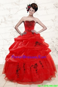 Gorgeous Sweetheart Red Quinceanera Dresses with Appliques and Lace up