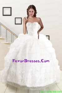 Gorgeous Appliques and Pick Ups Quinceanera Dresses with White Brush Train