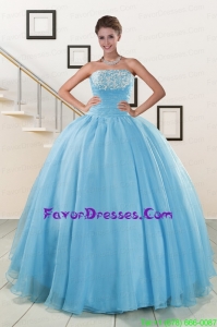 Gorgeous Aqua Blue Quinceanera Dresses with Appliques and Lace up