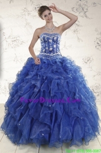 Gorgeous Beading and Ruffles 2015 Quinceanera Dresses in Royal Blue