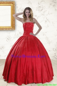 Gorgeous Red Strapless Quinceanera Dresses with Beading and Lace up