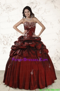 Impression Appliques Wine Red Quinceanera Dresses with Lace Up