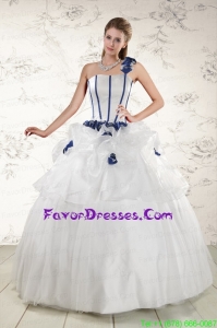 Impression White One Shoulder Hand Made Flower Quinceanera Dress for 2015
