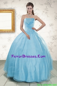 Strapless Beading 2015 Impression Quinceanera Dress in Baby Blue
