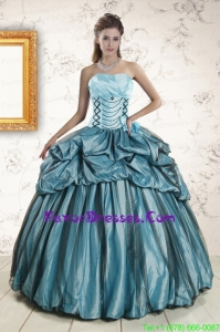 2015 Impression Strapless Pick Ups Quinceanera Dresses in Teal