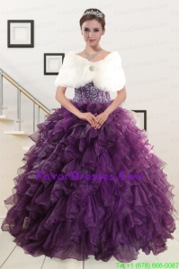 Beading and Ruffles Impression Quinceanera Dresses in Purple