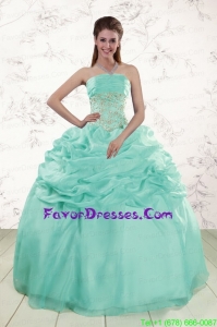Impression Apple Green Sweet 16 Dresses with Beading and Pick Ups