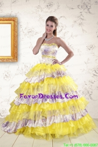 Impression Printed and Ruffles Multi Color Quinceanera Dresses