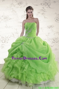 Impression Strapless Appliques Quinceanera Dresses in Spring Green