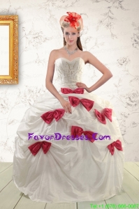 Impression White Quinceanera Dresses with Beading and Bowknots for 2015