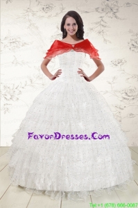 White Ball Gown Impression Quinceanera Dresses with Sequins and Ruffles