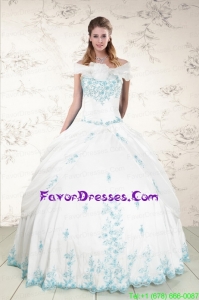 Appliques Strapless In Stock Quinceanera Dresses with Pick Ups