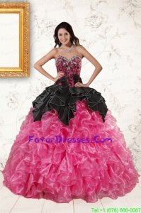 Impression Multi Color Ball Gown Ruffled Quinceanera Dresses with Beading