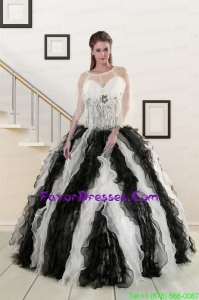 In Stock Black and White Quinceanera Dresses with Zebra and Ruffles