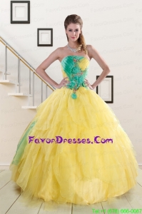In Stock Multi Color Quinceanera Dresses with Hand Made Flowers