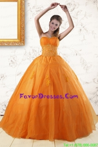 In Stock Princess Orange Quinceanera Dresses with Appliques