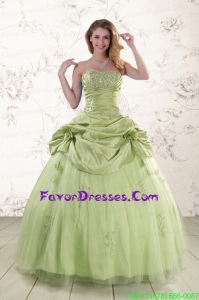 In Stock Sweetheart Beading Quinceanera Dress in Yellow Green