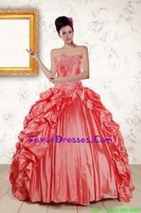 In Stock Sweetheart Beading Quinceanera Dresses in Watermelon