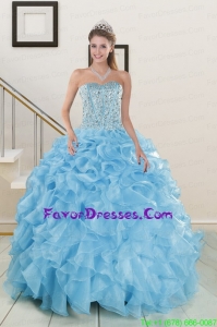 In Stock Beading Apple Green Quinceanera Dresses with Ruffles