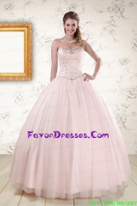 In Stock Light Pink Beading Quinceanera Dresses with Lace up
