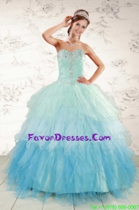 In Stock Multi Color 2015 Quinceanera Dresses with Beading and Ruffles