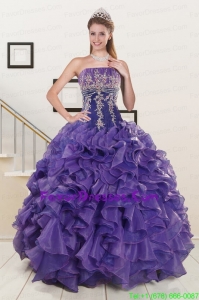 In Stock Purple Quinceanera Dresses with Embroidery and Ruffles