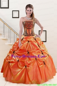 Pretty Orange Red and Black Quinceanera Dresses with Appliques