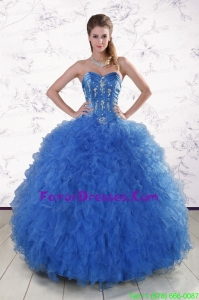 Royal Blue In Stock Quinceanera Dresses with Appliques and Ruffles