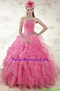 Pretty Ball Gown Organza Quinceanera Dresses with Beading and Ruffles