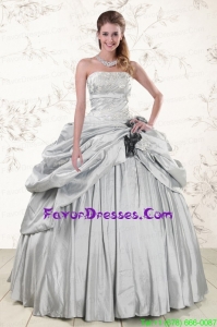 Pretty Grey Quinceanera Dresses with Hand Made Flower and Pick Ups