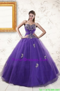 Pretty Purple Quinceanera Dresses with Appliques and Beading