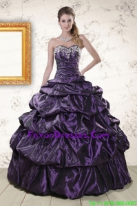 Pretty Sweetheart Purple Quinceanera Dresses with Appliques and Pick Ups