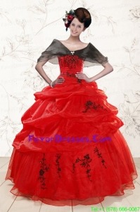 Pretty Sweetheart Red 2015 Quinceanera Dresses with Appliques