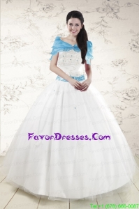 Pretty White Quinceanera Dresses with Bowknot and Appliques