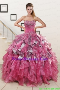 Beaded Hot Pink Unique Quinceanera Dress with Leopard