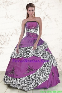 Pretty Purple Quinceanera Dresses with Embroidery and Zebra