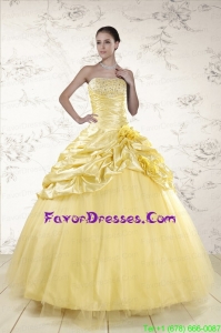 Unique Yellow Sweetheart Ball Gown Quinceanera Dresses with Sequins