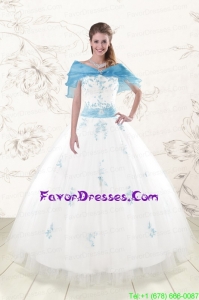 White Ball Gown Discount Unique Quinceanera Dresses with Appliques and Beading
