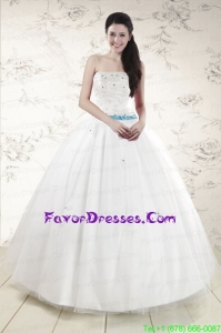 White Strapless Unique Quinceanera Dresses with Bowknot and Appliques