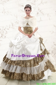 Strapless Leopard Unique Quinceanera Dresses with Hand Made Flower