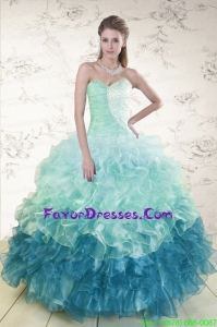 Unique Multi Color Quinceanera Dresses with Beading and Ruffles