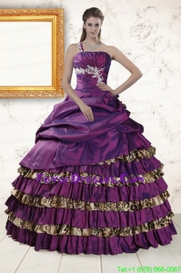 Unique One Shoulder Quinceanera Dresses with Beading and Leopard
