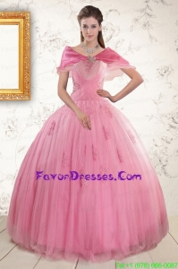 Unique Pink Quinceaneras Dresses with Appliques and Beading