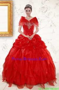 Unique Sweetheart Beading Red Quinceanera Dresses with Pick Ups