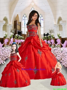 Unique Red Princesita Dress with Appliques and Pick Ups