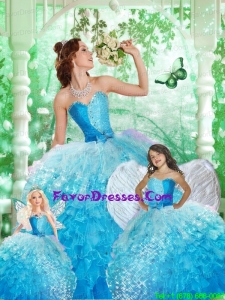 2014 Featured Beading and Ruffles Princesita Dress in Baby Blue