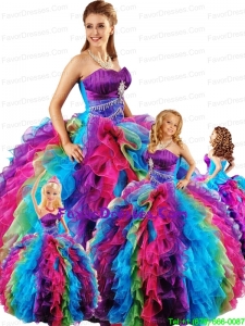 2014 Most Popular Strapless Multi Color Princesita Dresses with Appliques and Ruffles